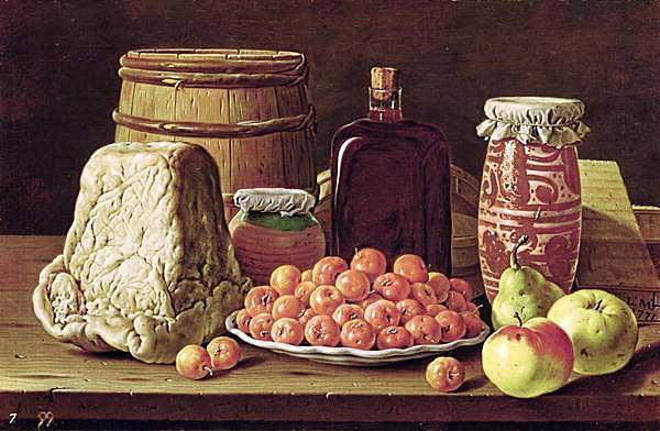 Luis Egidio Melendez Still Life with Fruit and Cheese Sweden oil painting art